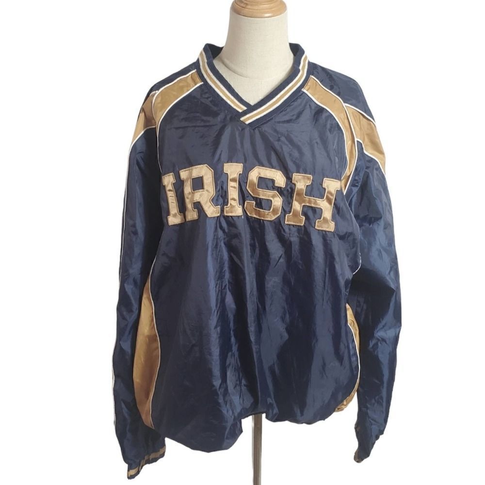 GIII Sports Licensed Notre Dame Blue and Gold Nylon Pullover